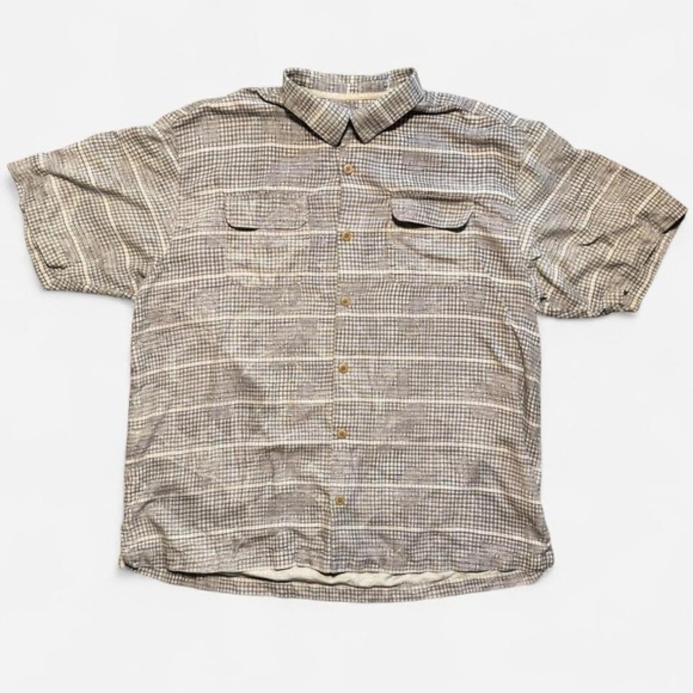 Tommy Bahama Grey Checkered Silk Button-Up‎ Shirt Men's Size XL